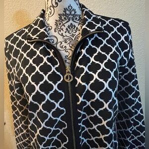 Jones New York light weight black & white jacket/blazer. Cotton polyester blend